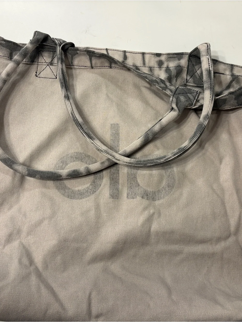 ALO Yoga Grey and Cream Tie-Dye Canvas Tote